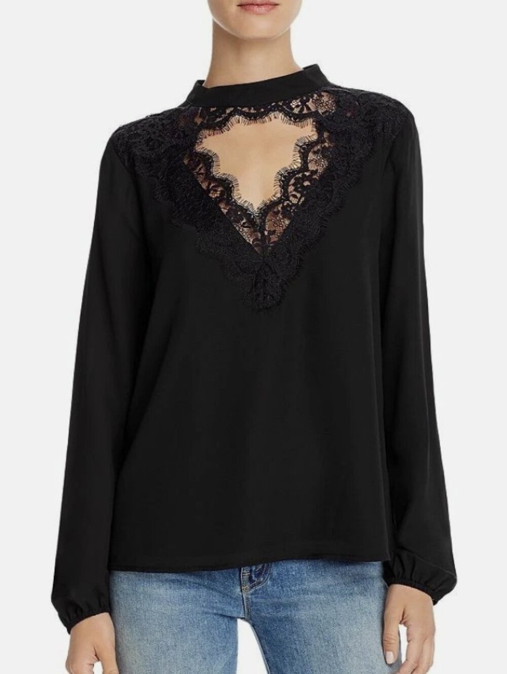 WAYF Long Sleeve Black Lace With Cut Out Size XS
